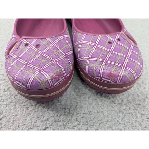 Crocs Women's size 10 Purple Pink Plaid Flats Casual Shoes - Picture 5 of 12
